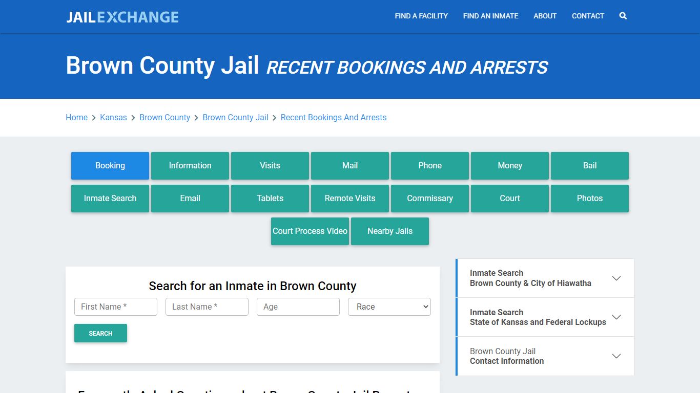 Brown County Jail KS Recent Arrests and Bookings - Jail Exchange